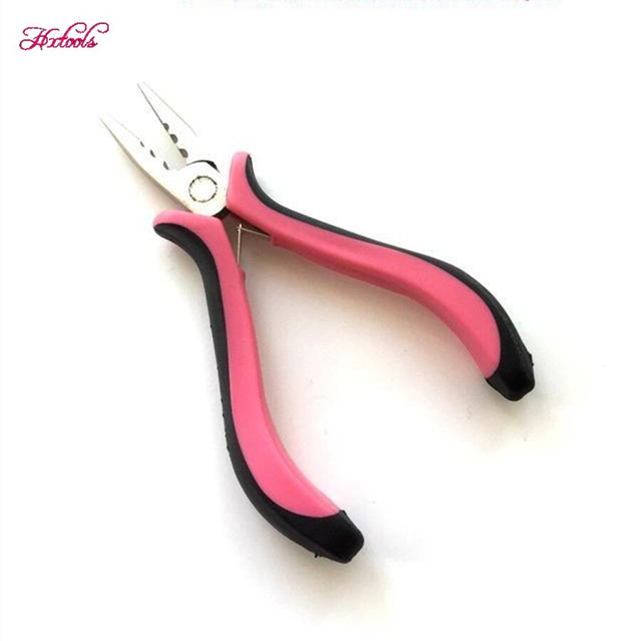 Tang En Haak Naald Gereedschap Kit Voor Microringen Kralen &amp; Ik Tips Haarverlenging Roze En Zwart Handvat Haar Tang met Drie Gat