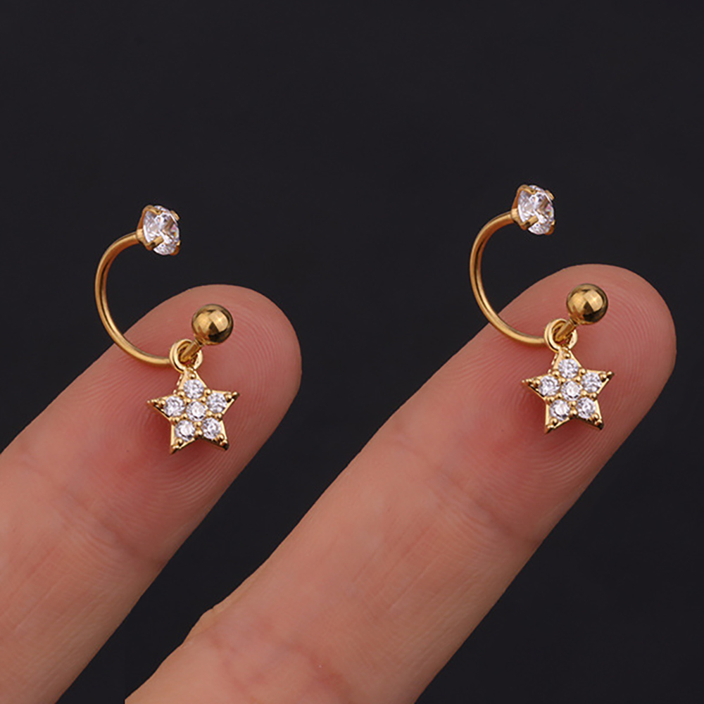 2 STUKS Rvs Star Crystal CZ Oorstekers Oorbellen Vrouwen Zilver Kleur Tragus Kraakbeen Helix Piercing Sieraden: Antique Bronze Plated
