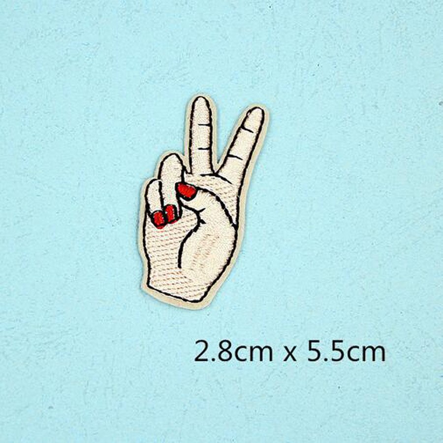 Embroidered Patch Sewing Clothes Patches Iron On Crown Motifs Garment Sticker Fix Star Hand Heart Fabric Badge Applique BU12: BU12N4 Yeah Hand