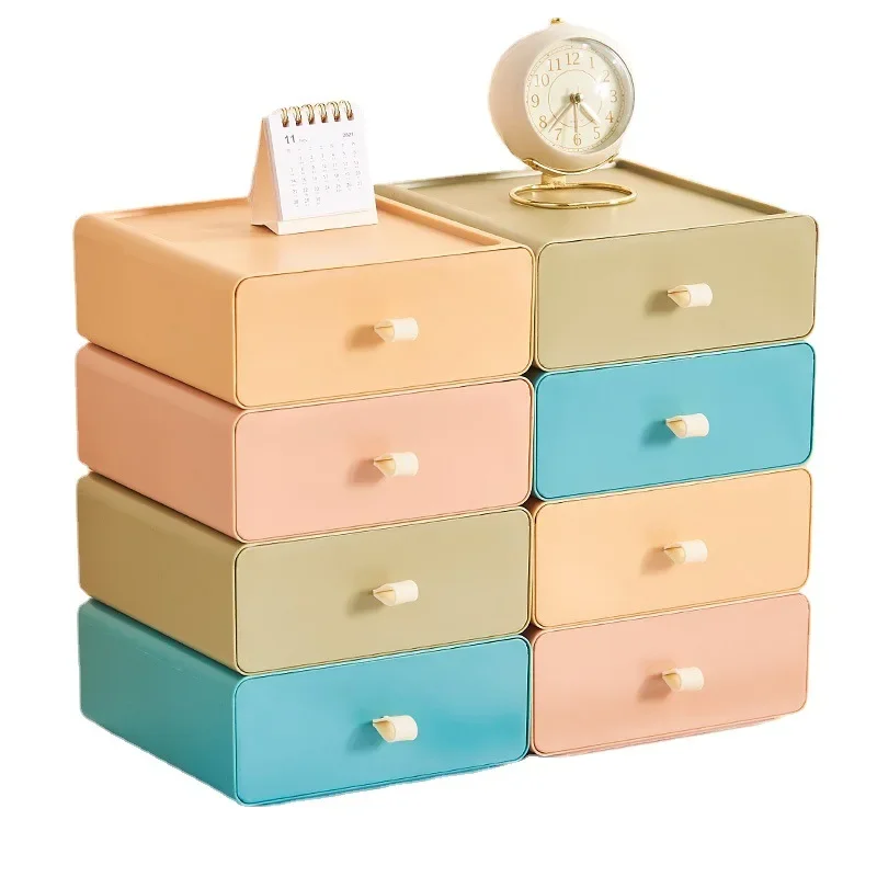Cajón de escritorio apilable, caja de almacenamiento con asa, gran capacidad, organizador de artículos diversos, almacenamiento para el hogar