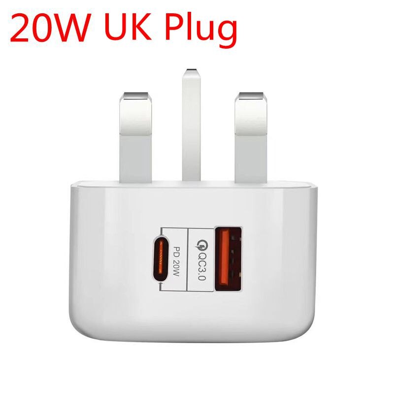 Für iPhone 12 Mini 11 Profi XR XS Max Samsung Xiaomi 18W PD Typ C USB Schnelle Ladegerät Energie Zauberstab Telefon Adapter uns EU UK 20W Schnell: 20W UK