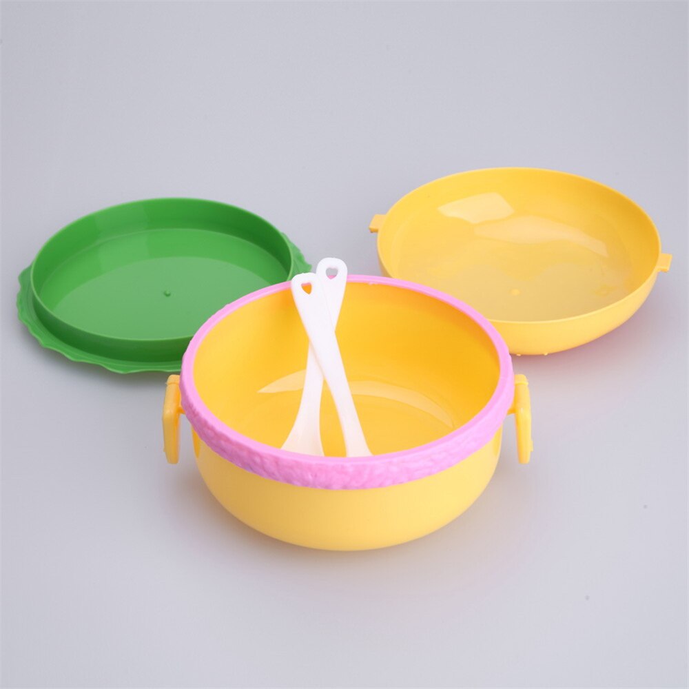Cute Hamburger Double Tier Lunch Box Burger Box Bento Lunchbox Children School Food Container Tableware Set with Fork Kids