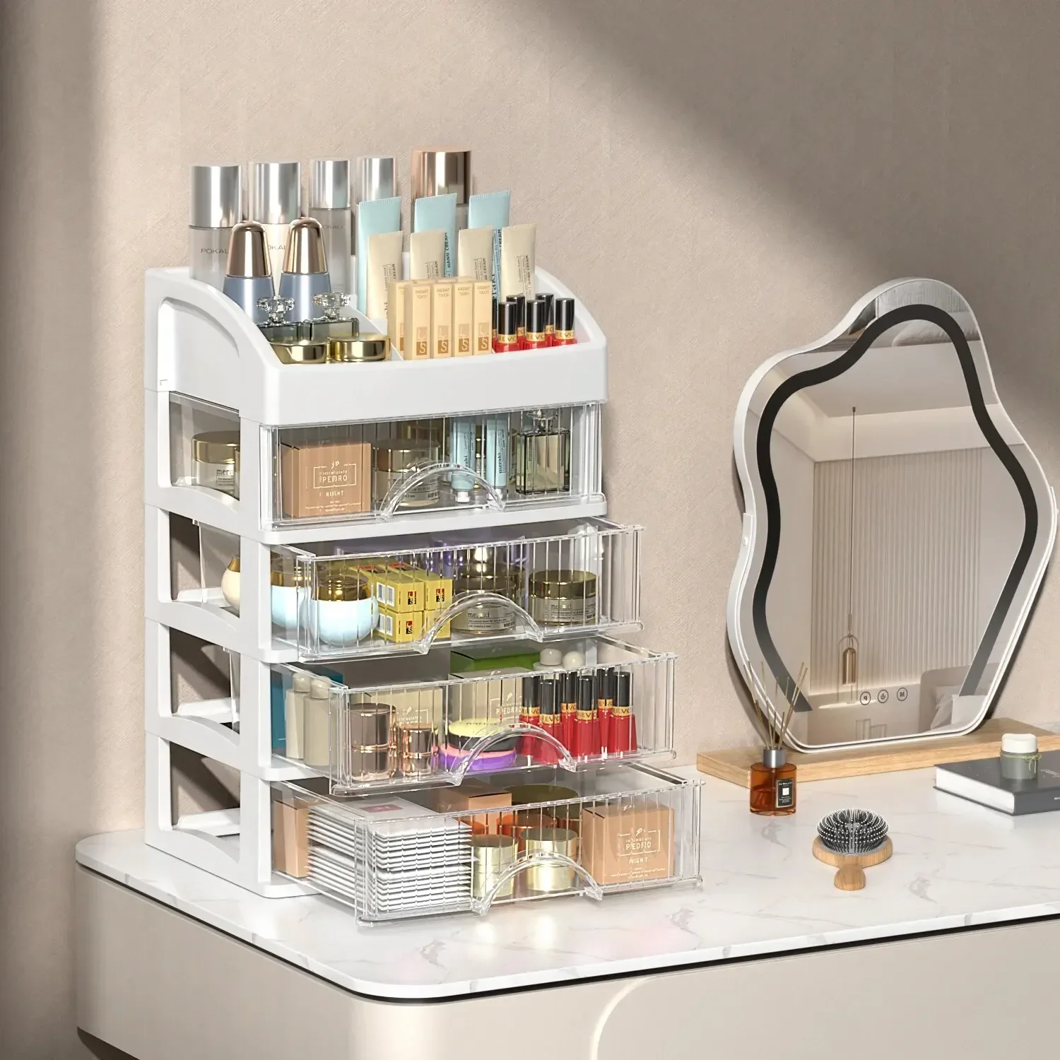 Caixa de armazenamento de mesa gaveta de armazenamento decoração de cabelo armário de armazenamento multi-camada cosméticos caixa de jóias papelaria multifuncional