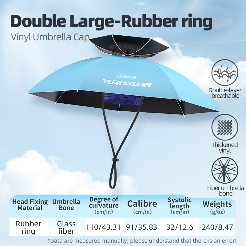 YUZHIYUAN Angelhut, UV-Schutz, tragbar, faltbar, Regenschirmhut, Regen, Sonnenschein, doppelter Verwendungszweck, für draussen-Camping, Angeln, Wandern: dunkel Grau