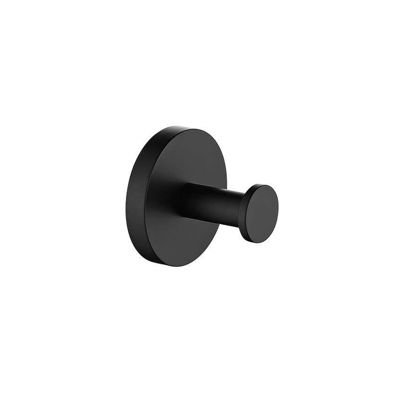 Mat sort håndklædeholder badeværelse kroge hardware sæt håndklæde bar sæbe opvask håndklæde ring toilet børste papir holder badeværelse tilbehør: Kappekrog