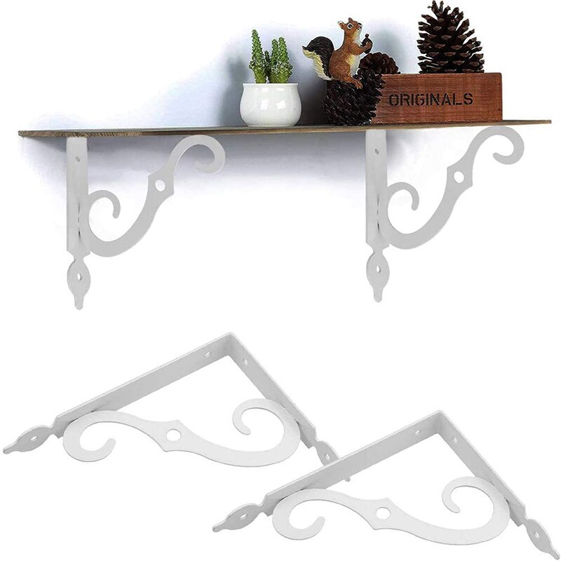 4-Pack Shelf Brackets, Wall Mounted Heavy Duty White Bracket for Shelves Corner, Support Corner Brace Joint (White)