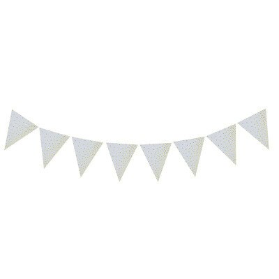 White Gold Dot Plates Cups Napkins Disposable Tableware for Happy Birthday Party Supplies Wedding Baby Shower Party Decoration: pull flag 1pcs