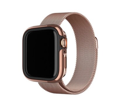 Switcheasy voor apple watch 5/6 4 roestvrij staal, aluminiumlegering, iphone-hoesje, metaal, zacht 40/44 mm anti-slip, mannen en vrouwen.: Roségouden kastband / 44mm