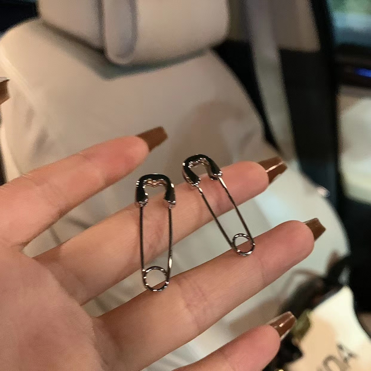 Pendientes coreanos Punk Rock Grunge de Color plateado con pasador de seguridad de Metal para mujeres y hombres, accesorios de joyería estética EMO Y2K de los años 90: Default Title