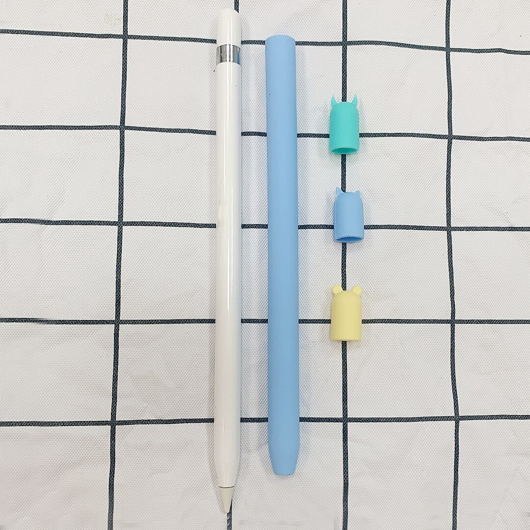 Czteroczęściowy/zestaw TPU silikonowy pokrowiec ochronny pokrywa uchwytu do Apple Pencil 1 2 akcesoria obudowa odporna na zarysowania: Sky Blue 2nd