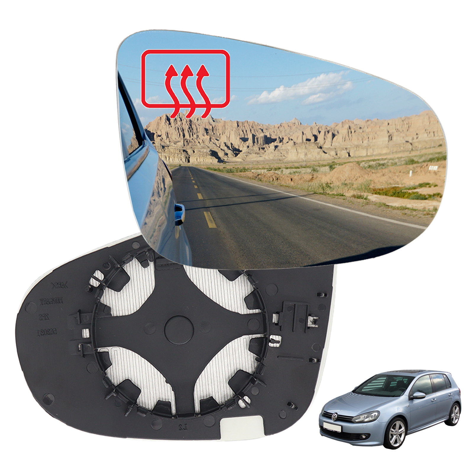 Para VW Golf GTI 6 MK6 espejo retrovisor lateral de coche cristal calefactable duradero espejo calefactor vidrio parte Exterior gran angular