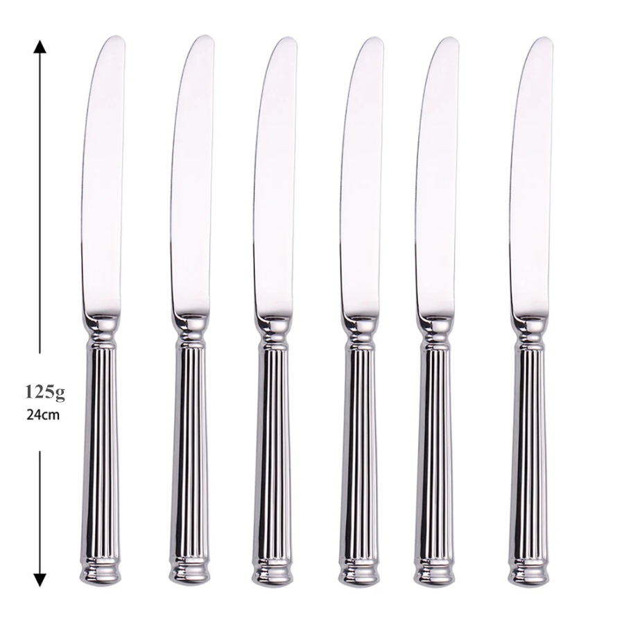 Europe Silver Luxury Cutlery Set 18/10 Stainless Steel Creativity Roman Column Flatware 304: PURPLE