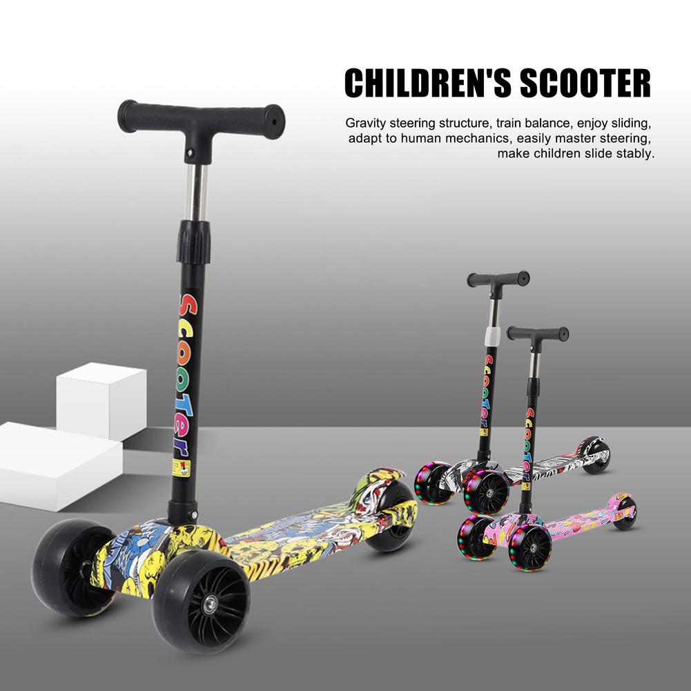 Kind Roller Falten Tretroller Einstellbar Höhe Skateboard Für Kinder Mit LED Licht Kateboard Outdoor Kinder Fuß Roller