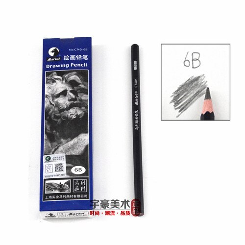 12 PCS Maries Schets Potlood 2B 4B 6B 8B 10B 14B Schilderij Tekening Potlood Creatieve Potloden: 6B