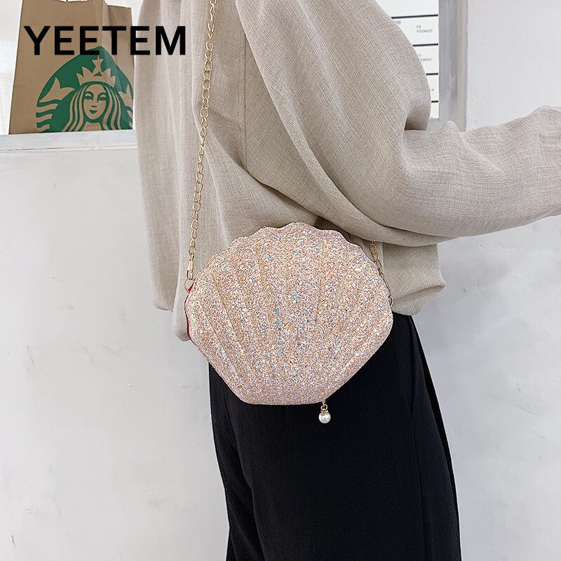 Mode Ketting Parel Pailletten Banket Party Shiny Mini Shell Bag Lady Messenger Bag Portemonnee Portemonnees En Handtassen Luxe