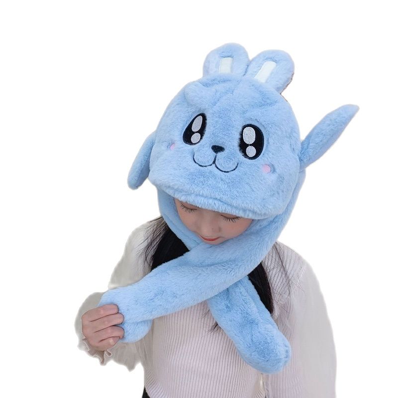 Doitbest-gorros de invierno con orejas móviles para niño y niña, gorro de terciopelo con tiburón grande, bufanda de una pieza, gorros con orejeras