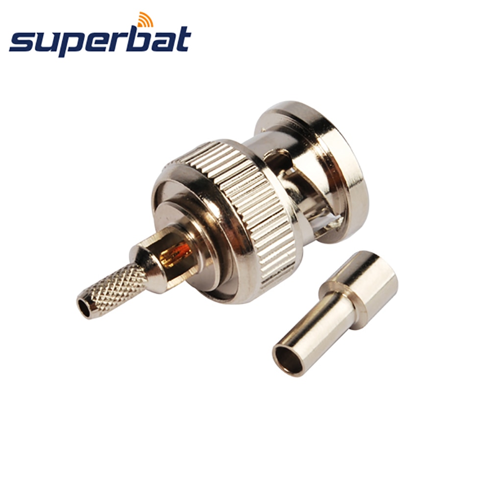 Superbat – prise BNC, 75 Ohm, RF, pour RG174, RG316, LMR100, RG179, en laiton nickelé, fixation de câble à souder