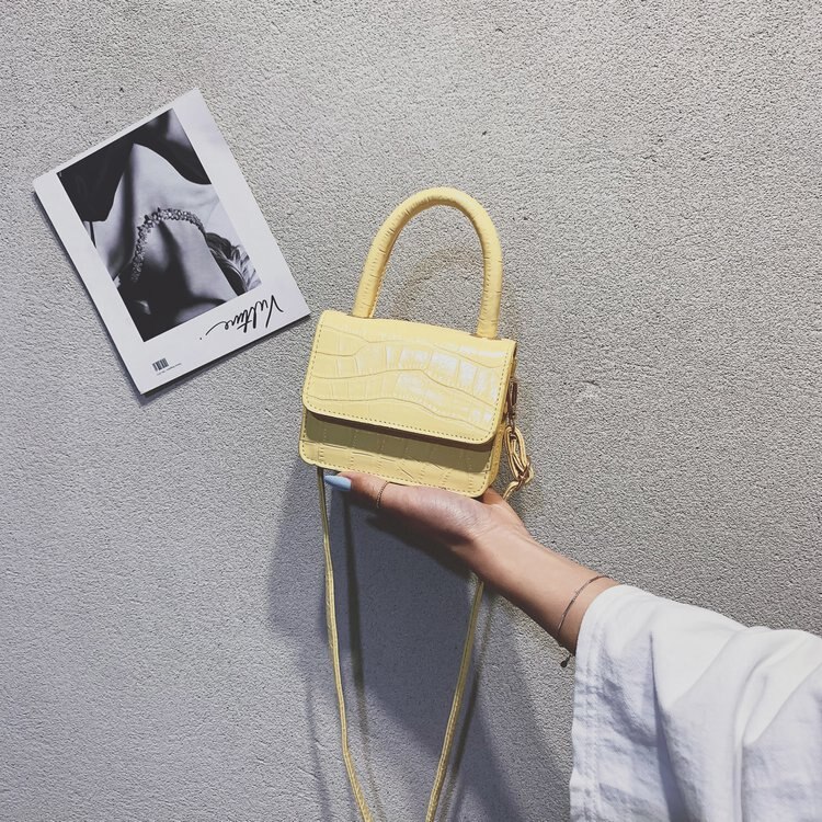 Damenhandtasche aus pu-leder, umhängetasche aus krokodilleder mit kette, Mini-quadrattasche
