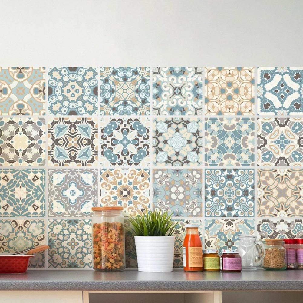 24 stk vandtætte fliser mosaik væg klistermærke køkken badeværelse klæbende dekoration