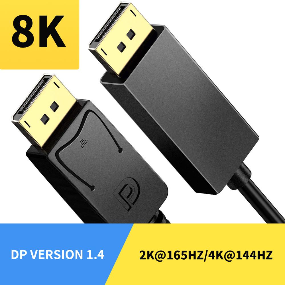 Display Port Kabel 1.4 144Hz 8K Displayport Dp Kabel Voor Pc Laptop Tv Monitor 4K Displayport Cord adapter 1.4 Connector 3/2 M