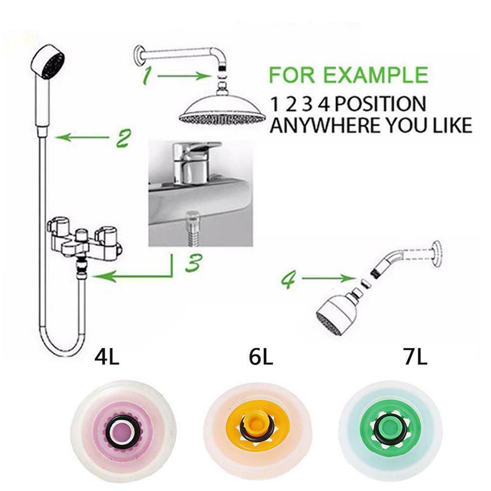 Reductor de flujo de ducha, limitador de ahorro de agua, 6, 8 L/Min, mangueras, regulador de limitador, aireador de cabezal de ducha, baños, accesorios, 4 unidades por juego