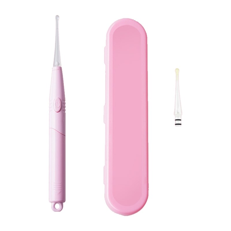 Adult and child safe and painless ear cleaning care tool for children's earwax remover electric vacuum earwax remover with LED l: Pink