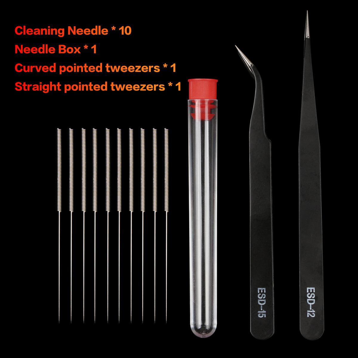 LERDGE 3D Printer Parts extruder Nozzle Cleaning tool Bendable Drill 10Pcs Stainless Steel Needle Tweezers Wire Brush Kit1: WHITE