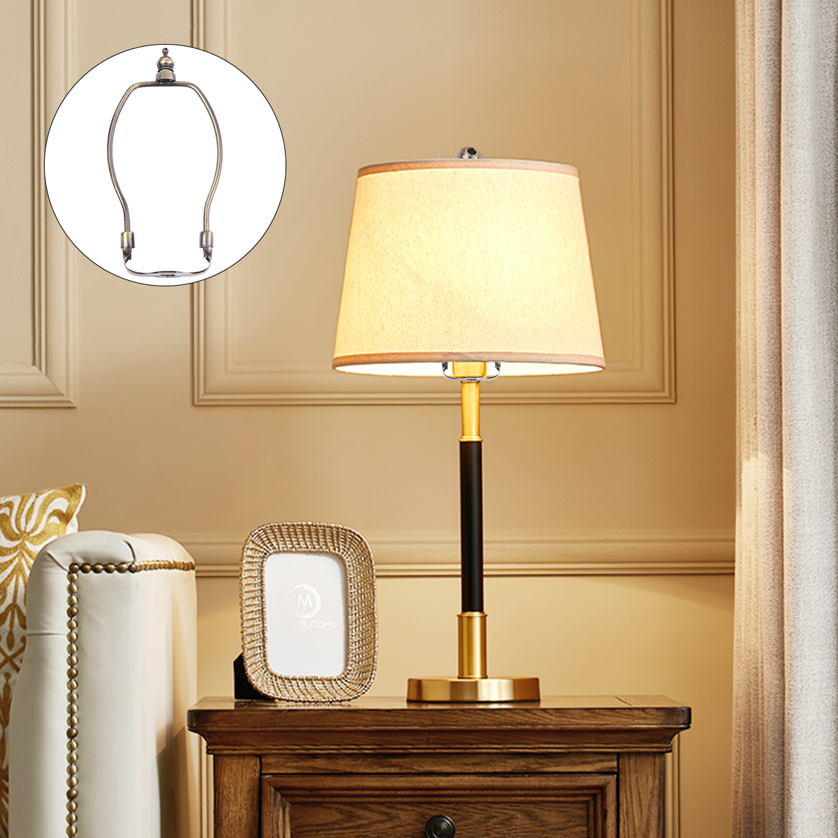 Supporto per arpa da 1 pezzo Staffa per paralume in metallo bronzo per lampade da tavolo e da terra Accessorio per lampada stabile e durevole