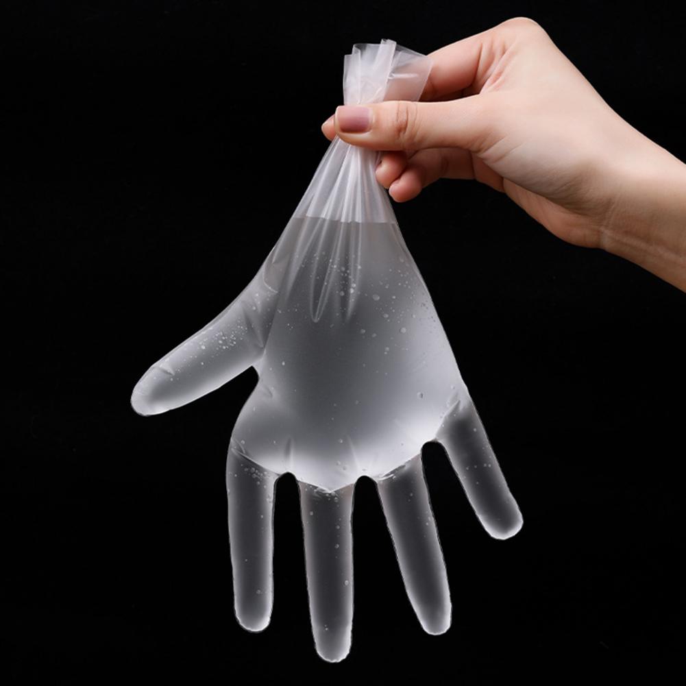 Guantes desechables de TPE, manoplas transparentes sin látex, antideslizantes, de seguridad para el trabajo, limpieza del hogar de grado alimenticio, 100 Uds.