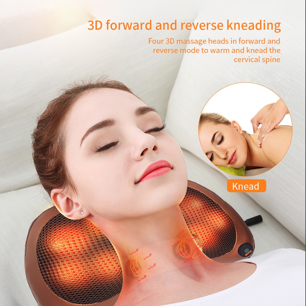 8D Hoofd Elektrische Massage Kussen Infrarood Verwarming Nek Massager Thuis Auto Multifunctionele Shiatsu Massage Ontspanning Body Machine