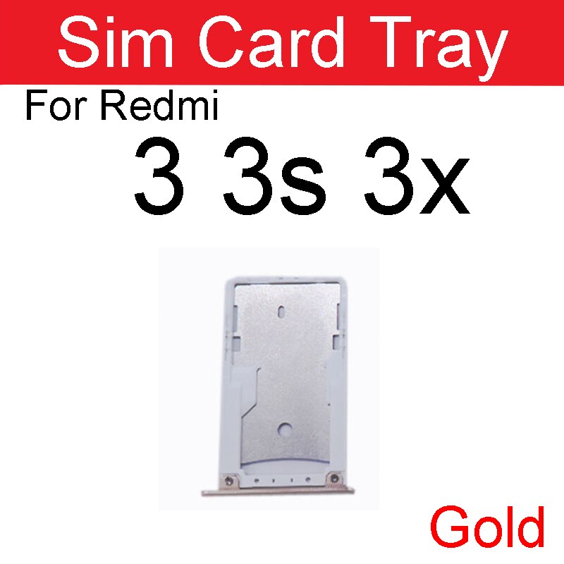 Support de carte Sim pour Xiaomi Redmi Note 3 3s 3x Pro, adaptateur de fente de carte Sim, réparation de pièces de rechange: Redmi 3 3s 3x-Gold