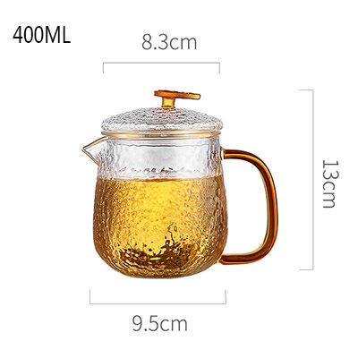 Taza de té de vidrio con tapa con mango infusor, tetera con filtro de botella de té, escamas de pescado innovador de borosilicato resistente al calor, 300ML, 500ML: 400ml