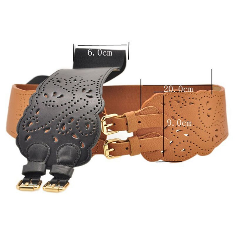 Kvinder dobbelt spænde elastisk talje bælte bred stretch korset linning til kvinder kjole stretch talje bælte justerbar bælte