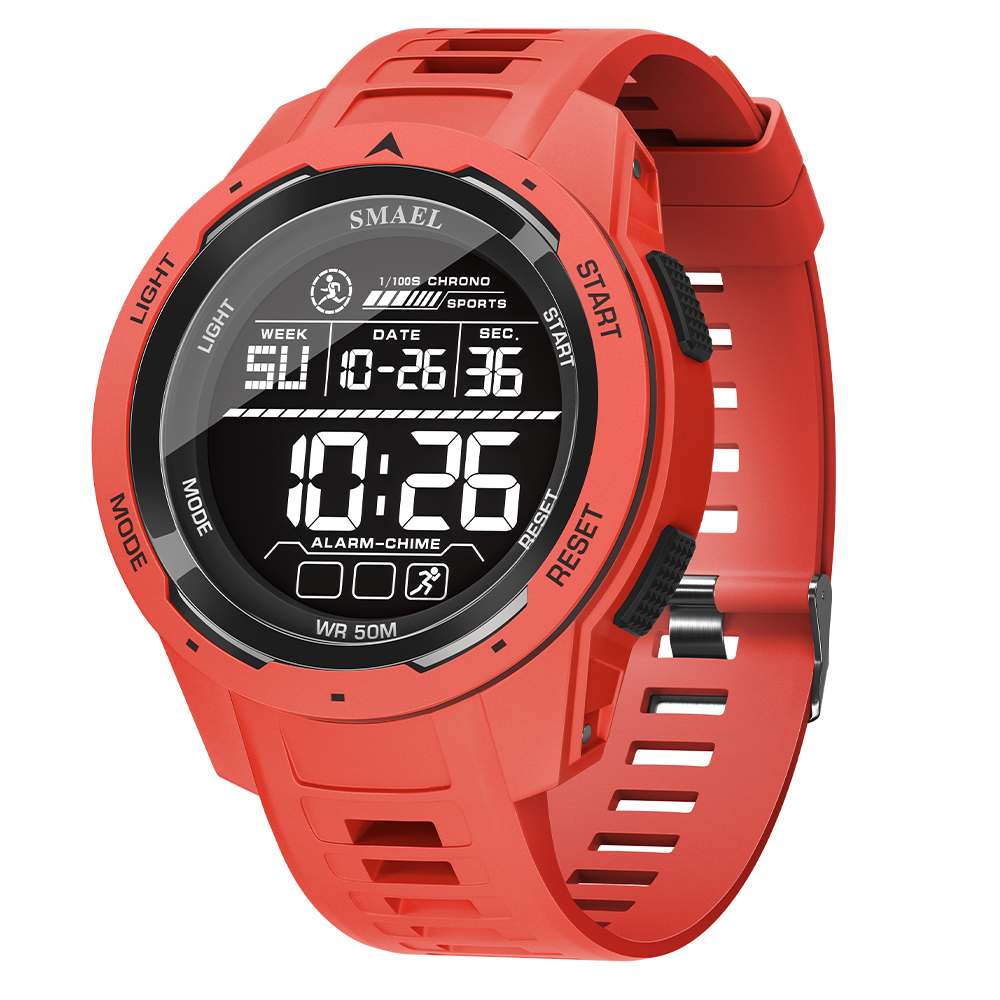 Smael Digitaluhren Sport LED Armbanduhren Herren 50m wasserdichte Uhr Digital hell Stoppuhr Uhr für Herren: verrotten