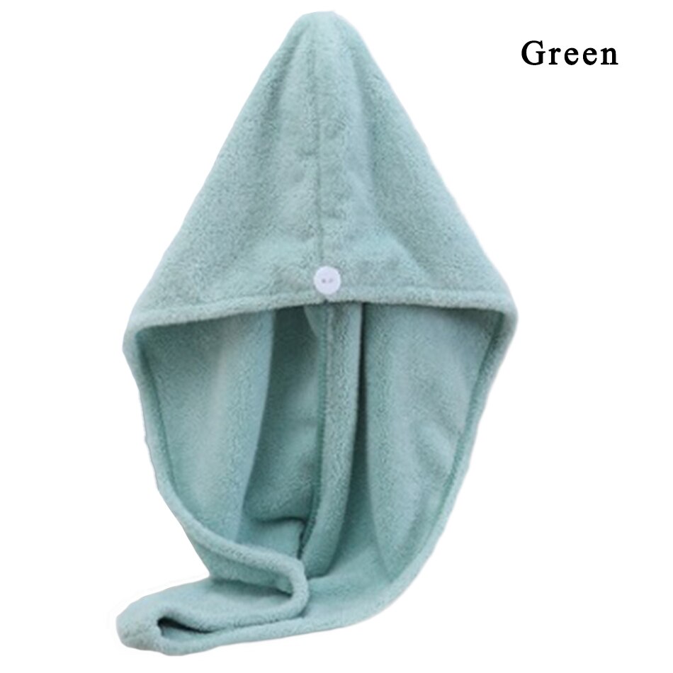 Microfiber Wisp Dry Head Hair Towel for Women Adult Bathroom Absorbent Quick-Drying Bath Thicker Shower Long Curly Hair Cap: green