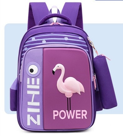 3D Flamingo Cartoon Schooltassen Voor Meisjes Jongens Haai Rugzak Kinderen Orthopedische School Rugzakken Mochila Escolar: purple