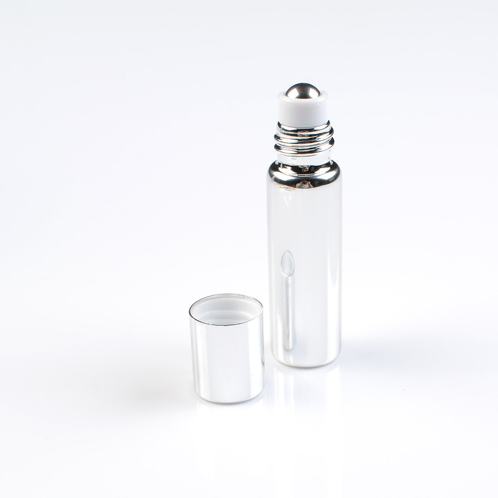 5 ML Metalen Roller Hervulbare Fles Etherische Oliën Roll-on Glazen Parfumflesjes Draagbare Mini parfum fles & Reiziger lege Par: Zilver