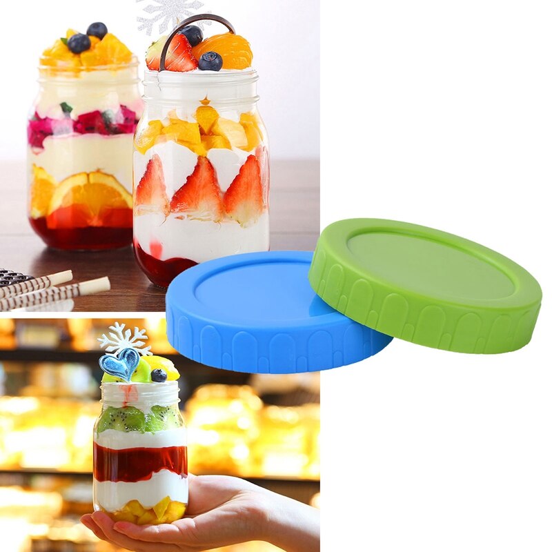 8Pcs Various Color Wide Mouth Mason Jar Seal Lids Storage Caps Fermenting Covers Leakproof Replacement Lids with Silicone Seal f