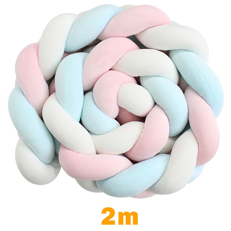 200 cm Lengte Baby Bed Bumper Pure Kleur Weven Pluche Babybedje Protector Voor Pasgeborenen Baby Kamer Decoratie