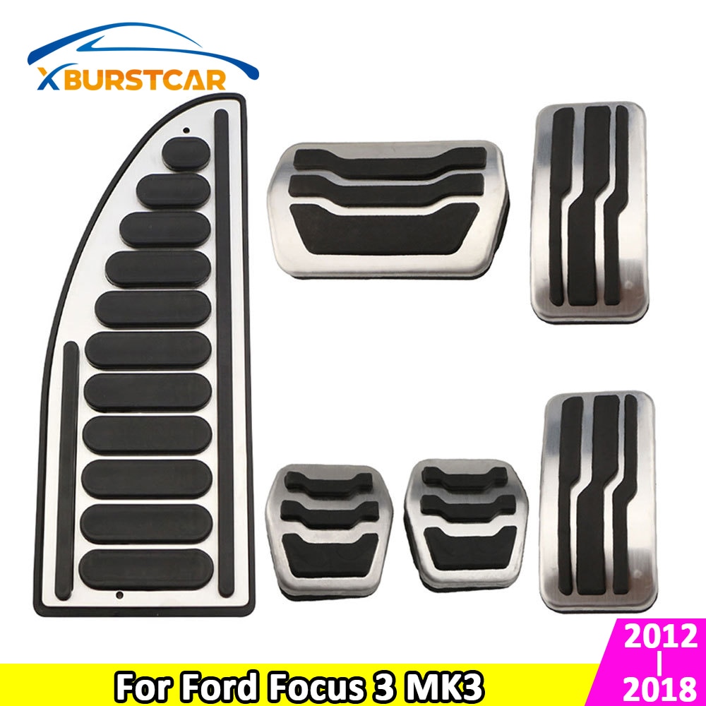 Auto gaspedaal RVS Auto Pedalen Covers Koppeling Gas Rempedaal Set Pads, voor Ford Focus 2 3 4 MK2 MK3 MK4 Kuga Escape RS ST 2005-2019