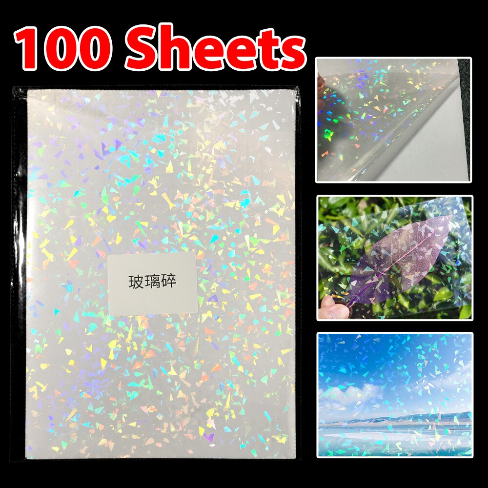 100 Sheets Self Transparent Foil Adhesive Tape Broken Glass Cold Laminating Film On Paper Plastic DIY Package Color Card Photo