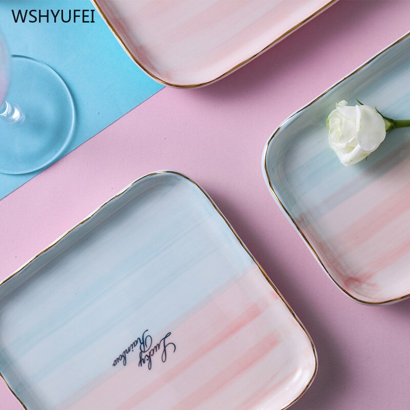 Direct selling rainbow ceramic tableware home rest... – Grandado