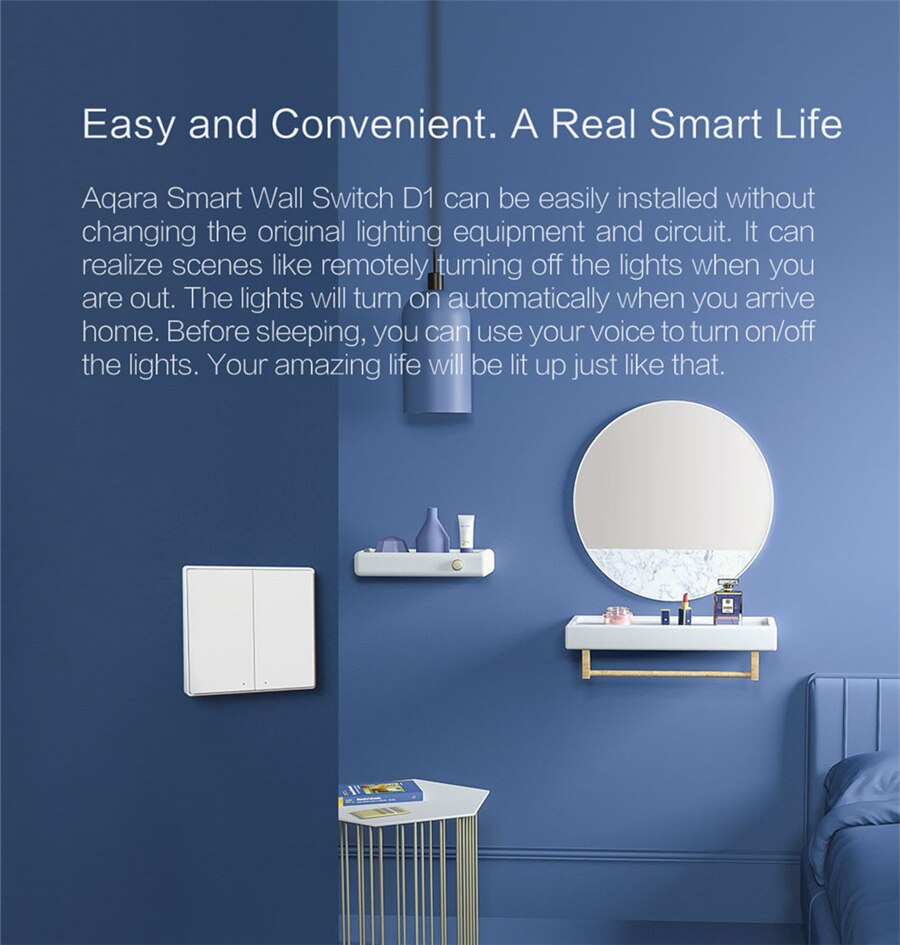 Aqara-Interruptor de pared inteligente D1 Zigbee, interruptor de luz inalámbrico con 3 botones y Control de voz Neutral para Xiaomi mijia mi home homekit