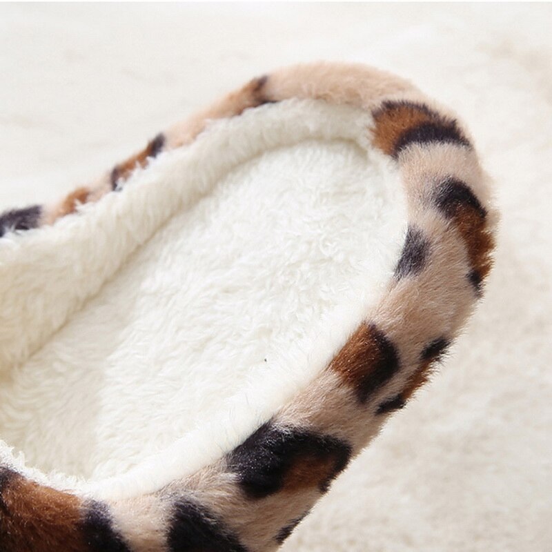 Zachte Bodem Thuis Slippers Vrouwen Luipaard Print Indoor Floor Slippers Non-Slips Schoenen Voor Slaapkamer Huis Warm Vrouw Slippers