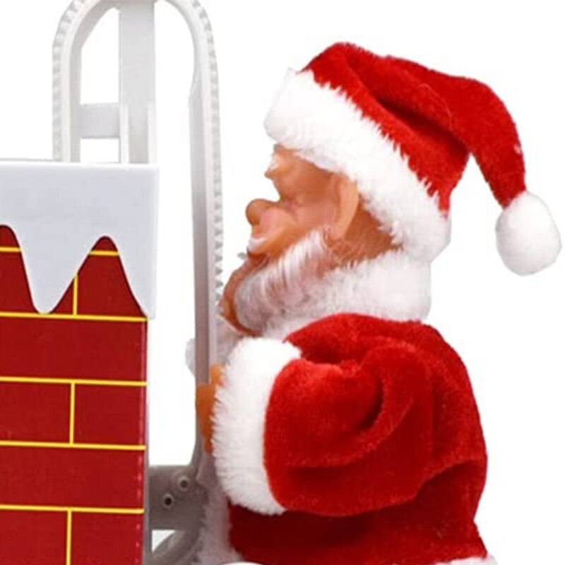 Elektrische Schoorsteen Klimmen Kerstman Met Muziek Kerst Decoratie Pluche Pop Speelgoed Creatieve Jaar Cadeaus Voor Kinderen