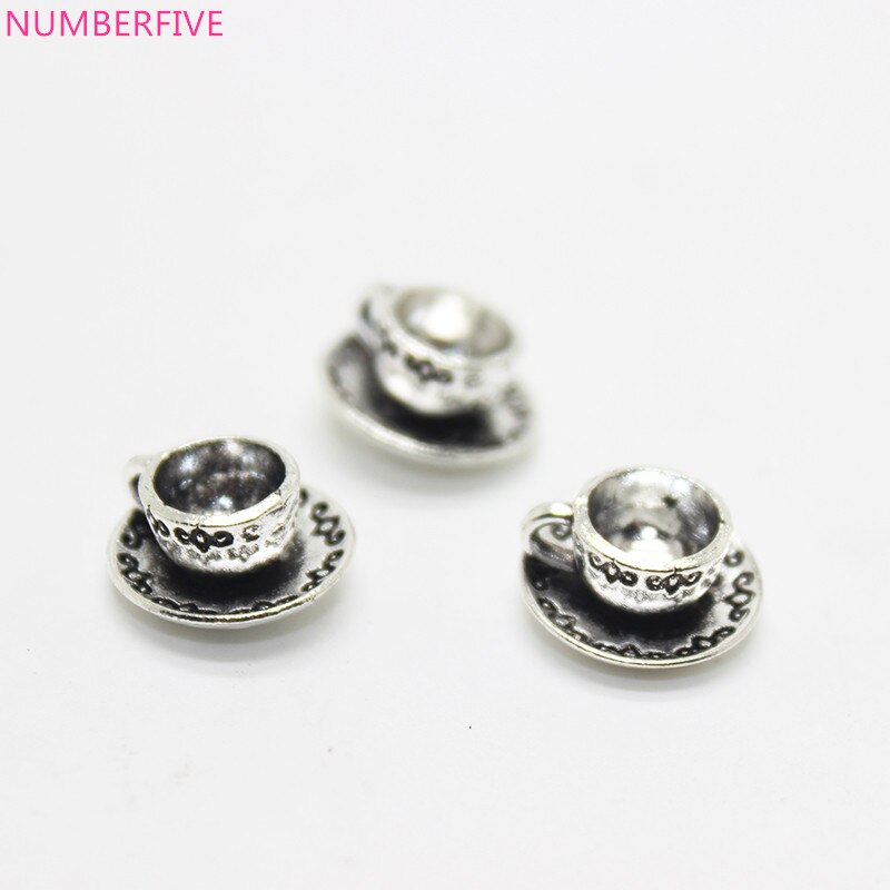 15 stks -- Schotel charme 14x9x6mm Antiek Zilver tone 3d Thee cup charms hanger