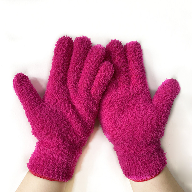 Car Wash Microfiber Dust Removal Gloves Coral Fleece Gloves Clean Five-finger Housework Water Absorbent Dry Hair Gloves: 07