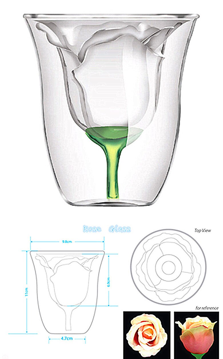 1pc valentinsdag roseglass kreativitet dobbel kjærlighetspar cocktailglasskopp 180ml jp 1062