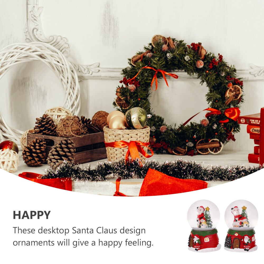 2Pcs Snow Globes Festive Reusable Snow Globes Desktop Ornament Crystal Ball for Party