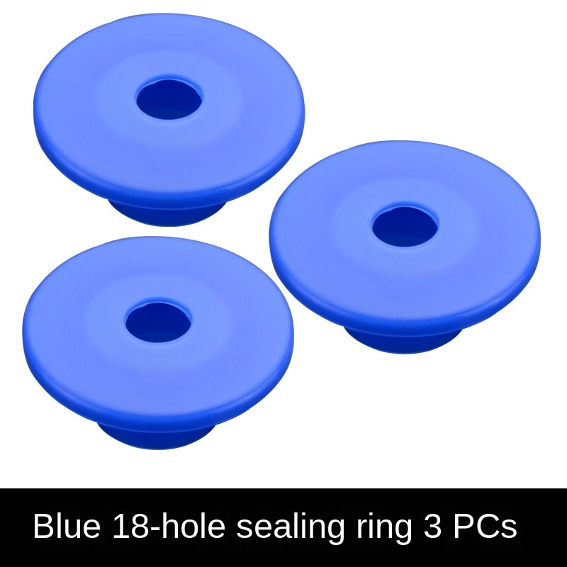 Toilet 40/50 drain pipe deodorant silicone seal washer drain pipe air conditioning pipe dual purpose anti-backwash: blue 18holes (3Pcs)